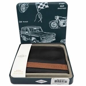 Fossil Quinn Flip ID Bifold Wallet Brown ML3644 Black